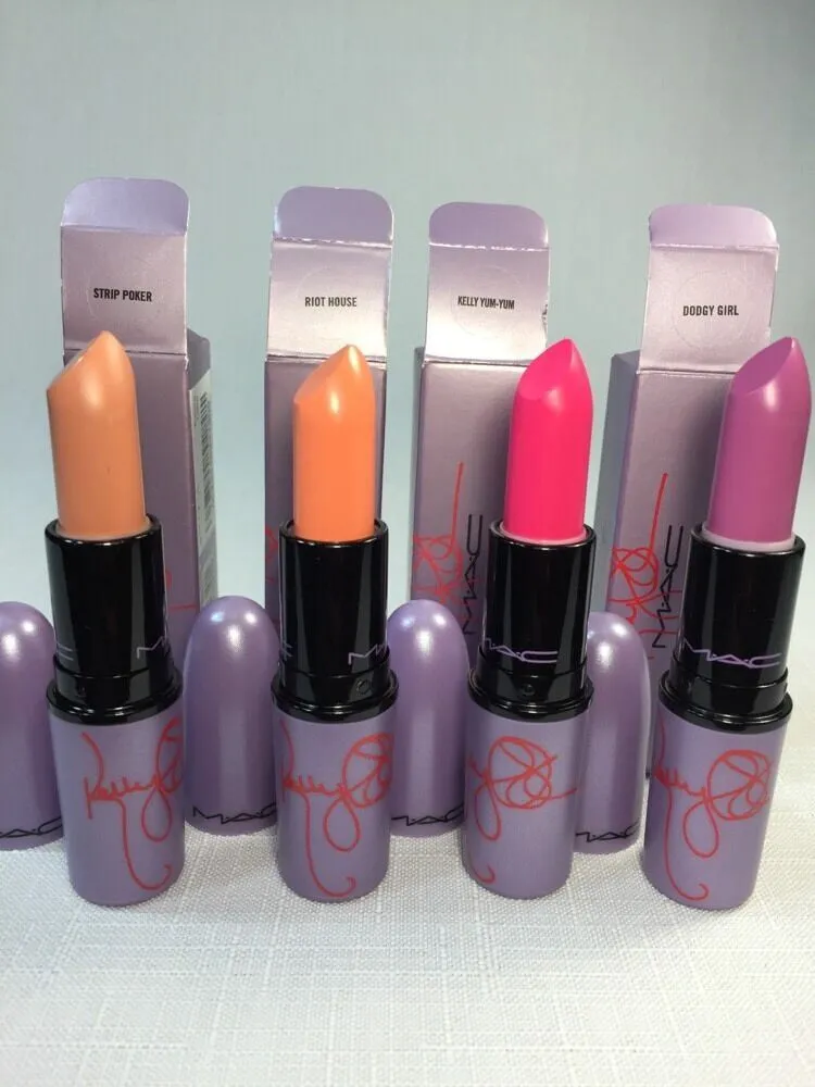 4 BNIB MAC Kelly Osbourne Lipsticks Dodgy Girl Riot House Yum Yum Strip Poker