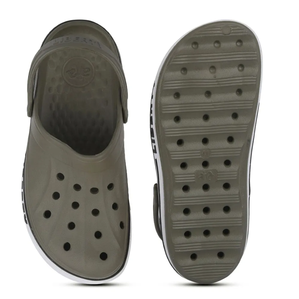 A-HA Olive Green Casual Slip-on Clogs For Men LITEWALK By Liberty