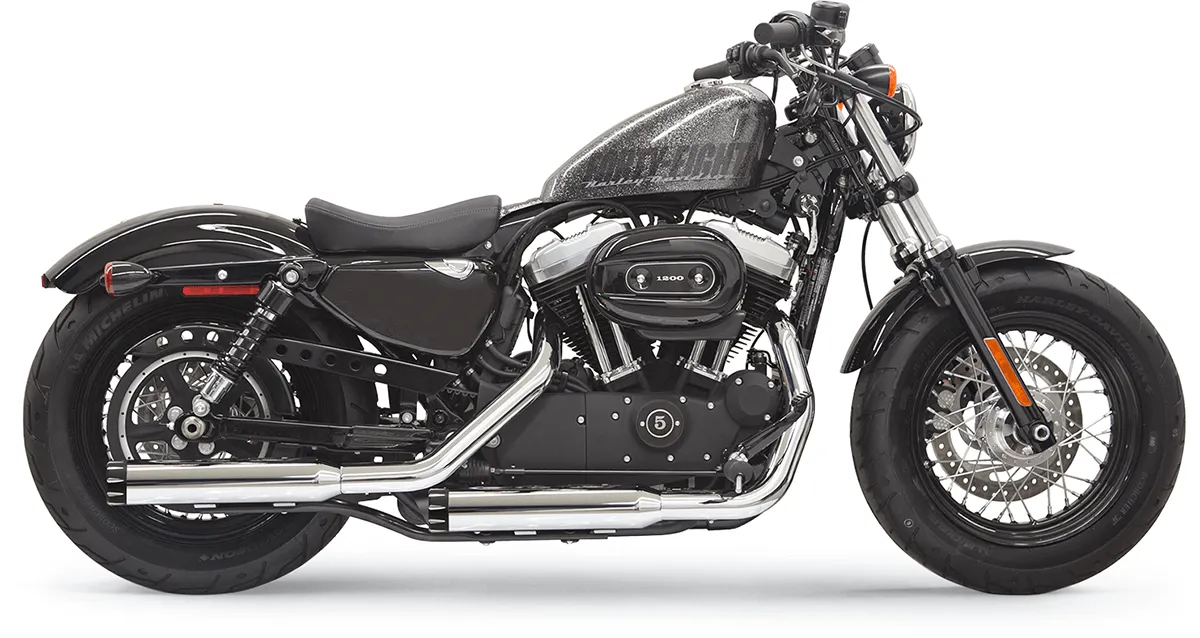 Bassani Manufacturing 1X27SB 3in. Firepower Slip-Ons - Black Billet Slash-Cut End Cap - Chrome