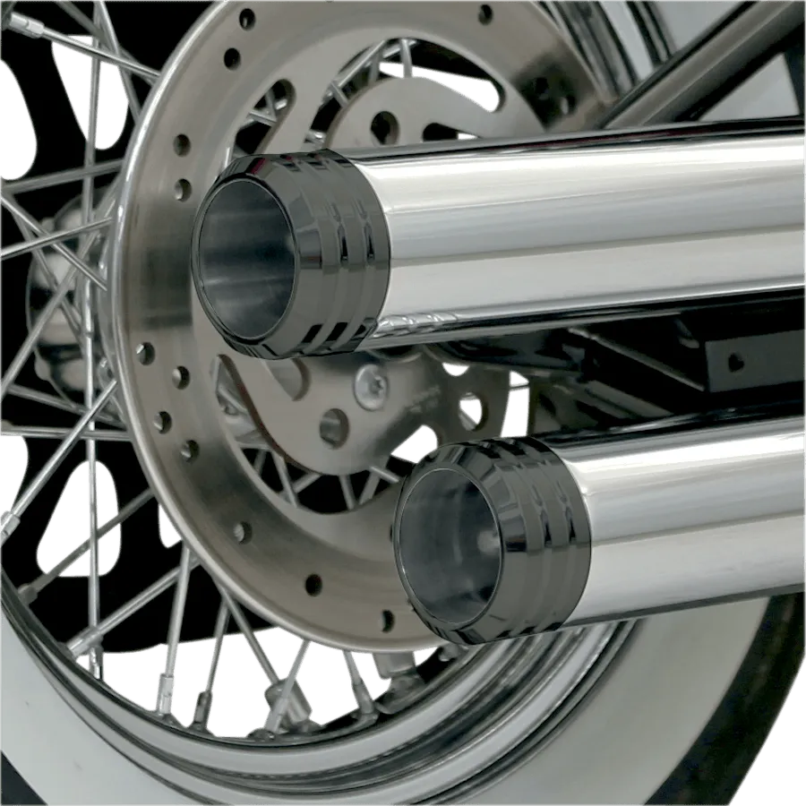 Bassani Manufacturing 1X27SB 3in. Firepower Slip-Ons - Black Billet Slash-Cut End Cap - Chrome