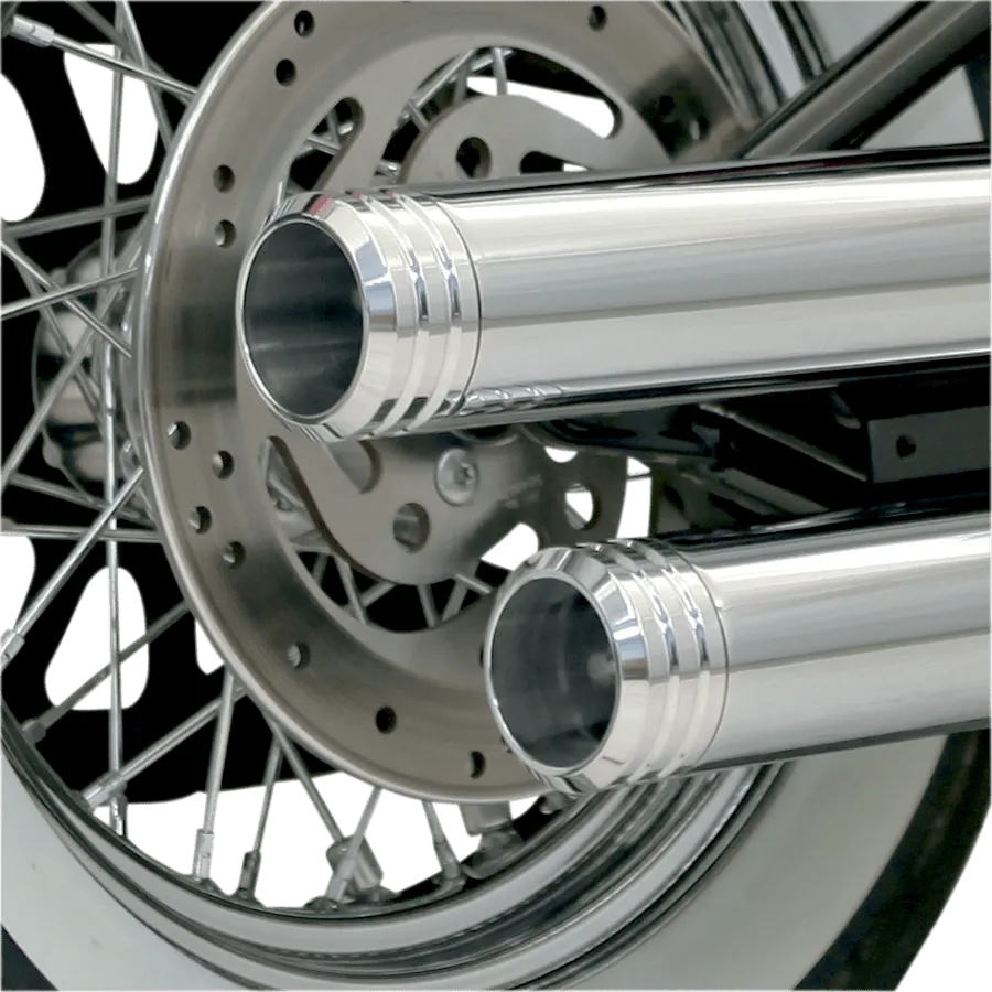 Bassani Manufacturing 1X27SB 3in. Firepower Slip-Ons - Black Billet Slash-Cut End Cap - Chrome