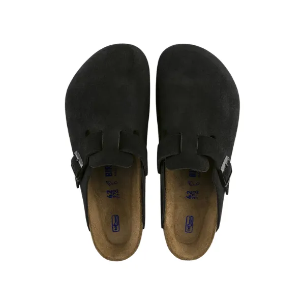 Birkenstock Women's Boston Soft Footbed Suede Leather Black