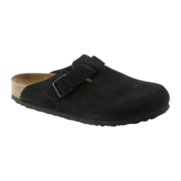 Birkenstock Women's Boston Soft Footbed Suede Leather Black