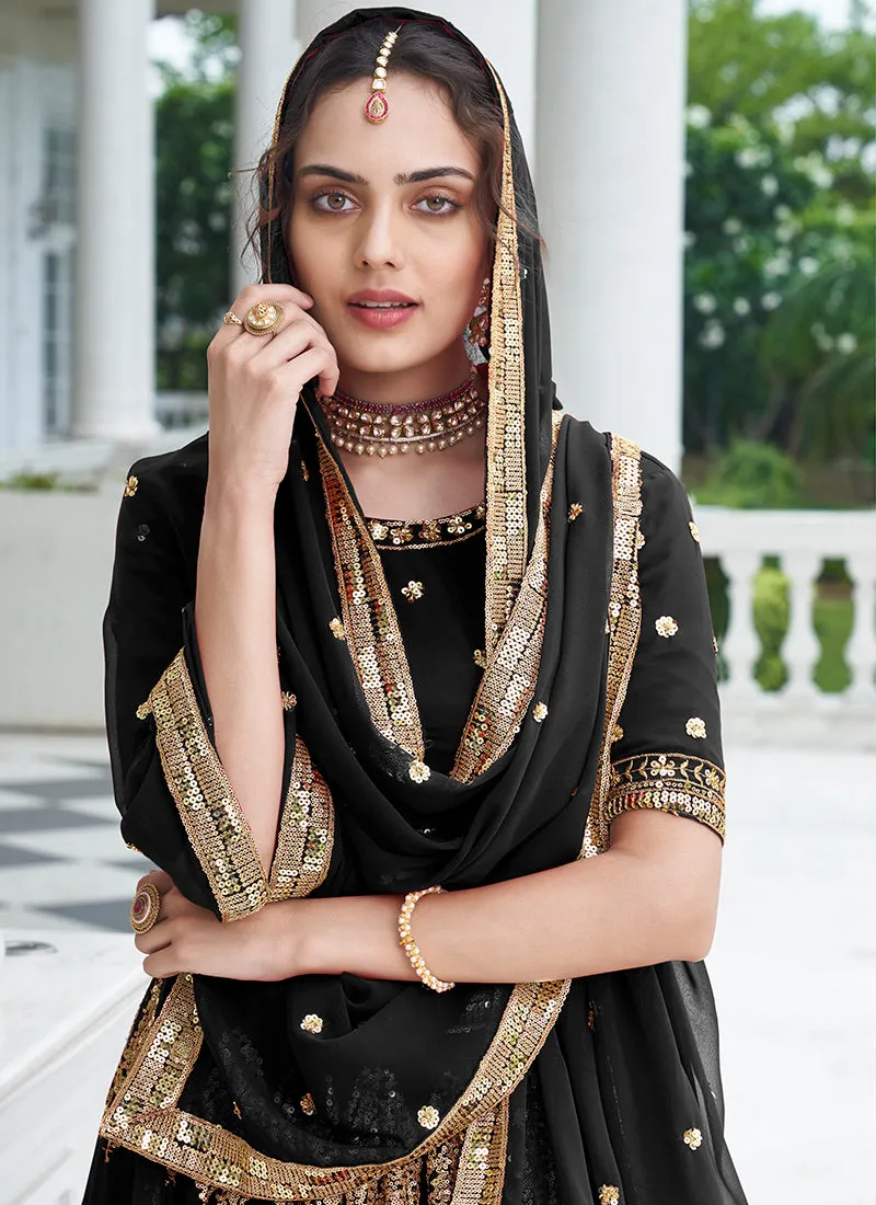Black Sequence Embroidery Lehenga Choli