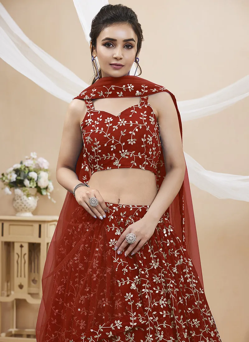 Bridal Red Sequence Embroidery Wedding Lehenga Choli