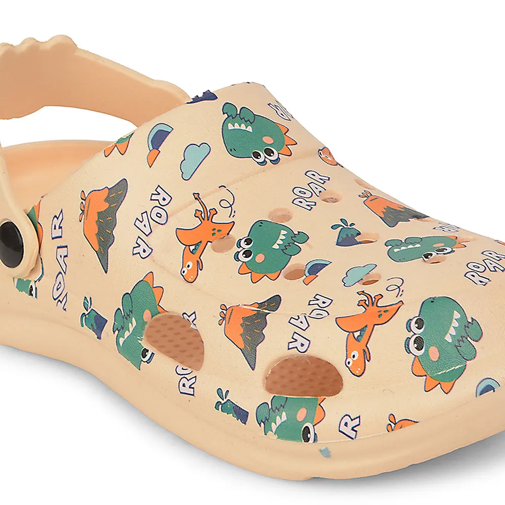 Lucy & Luke Beige Casual Slingback Printed Clogs For Kids ALEX-K2E By Liberty
