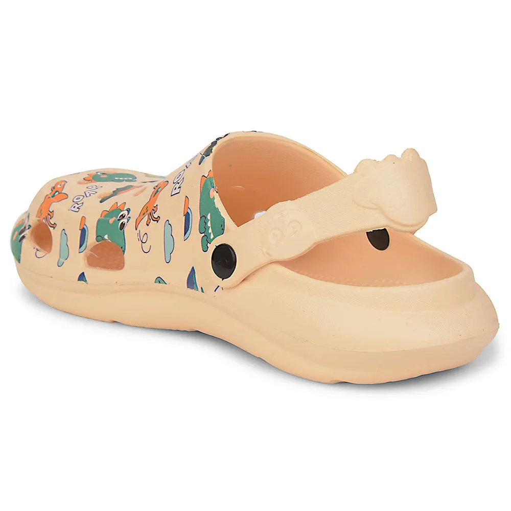 Lucy & Luke Beige Casual Slingback Printed Clogs For Kids ALEX-K2E By Liberty