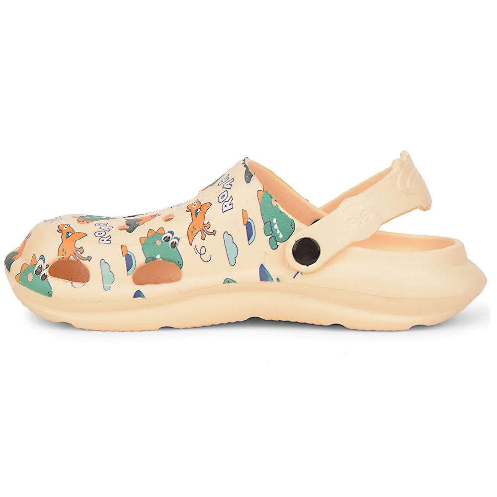 Lucy & Luke Beige Casual Slingback Printed Clogs For Kids ALEX-K2E By Liberty