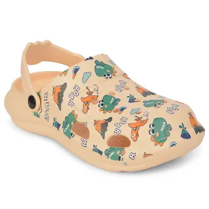 Lucy & Luke Beige Casual Slingback Printed Clogs For Kids ALEX-K2E By Liberty