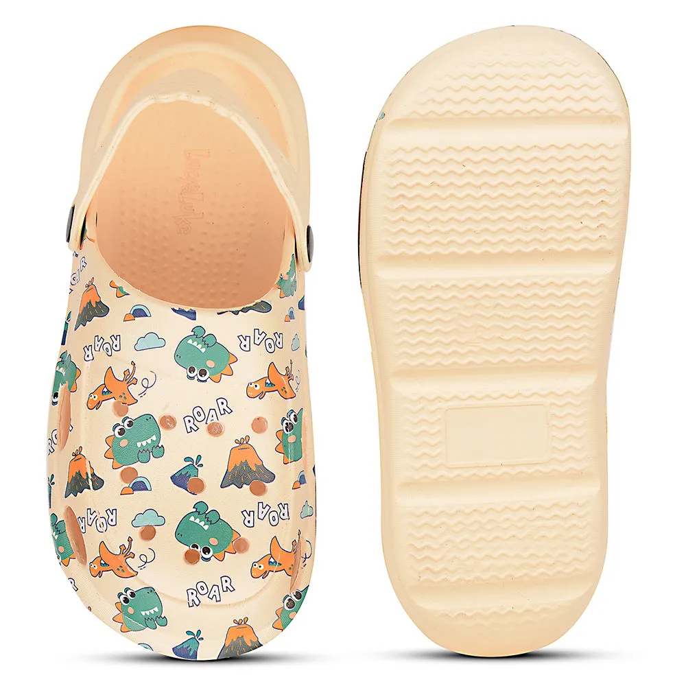 Lucy & Luke Beige Casual Slingback Printed Clogs For Kids ALEX-K2E By Liberty