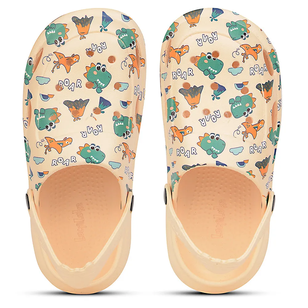 Lucy & Luke Beige Casual Slingback Printed Clogs For Kids ALEX-K2E By Liberty