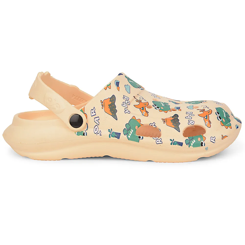 Lucy & Luke Beige Casual Slingback Printed Clogs For Kids ALEX-K2E By Liberty