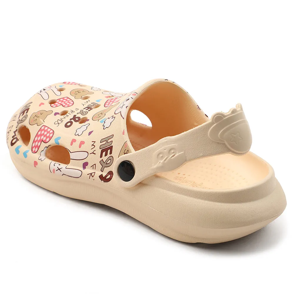 Lucy & Luke Beige Casual Slingback Printed Clogs For Kids ALEX-K3E By Liberty