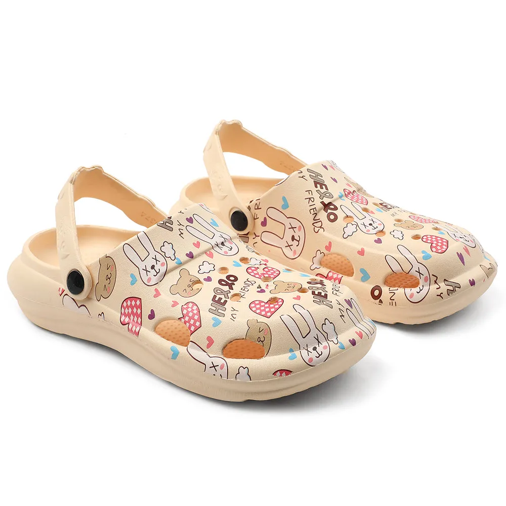 Lucy & Luke Beige Casual Slingback Printed Clogs For Kids ALEX-K3E By Liberty