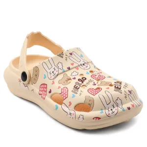 Lucy & Luke Beige Casual Slingback Printed Clogs For Kids ALEX-K3E By Liberty