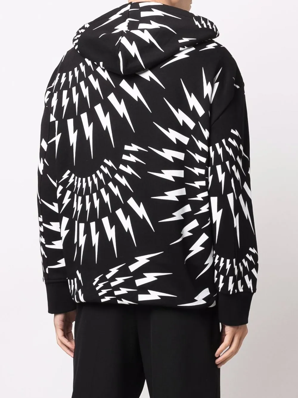 Neil Barrett thunderbolt print cotton hoodie