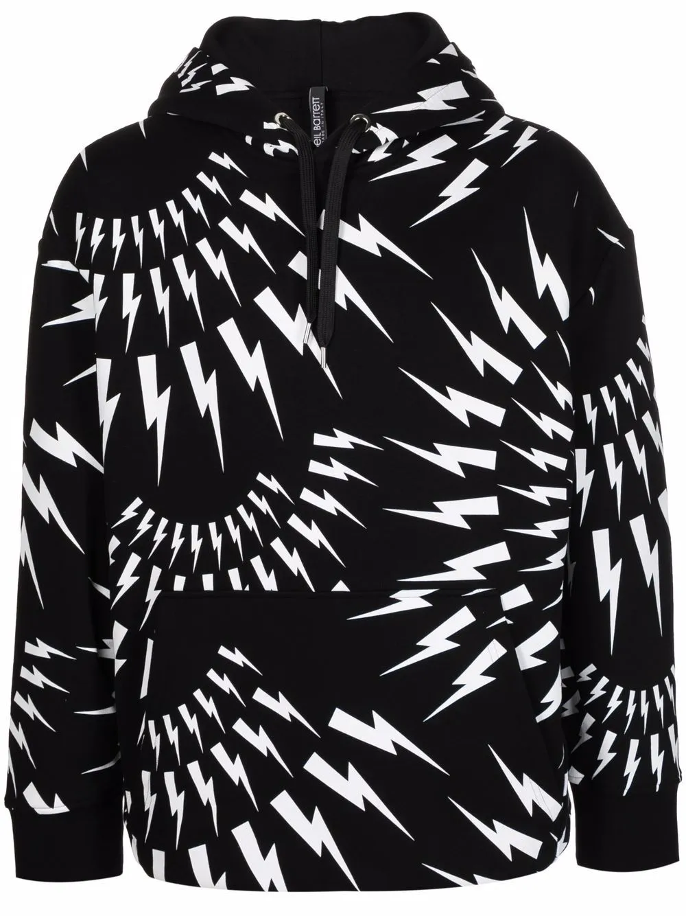 Neil Barrett thunderbolt print cotton hoodie