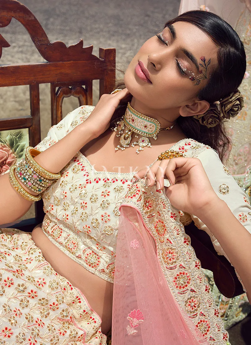 Off White Zarkan Embroidered Designer Lehenga Choli