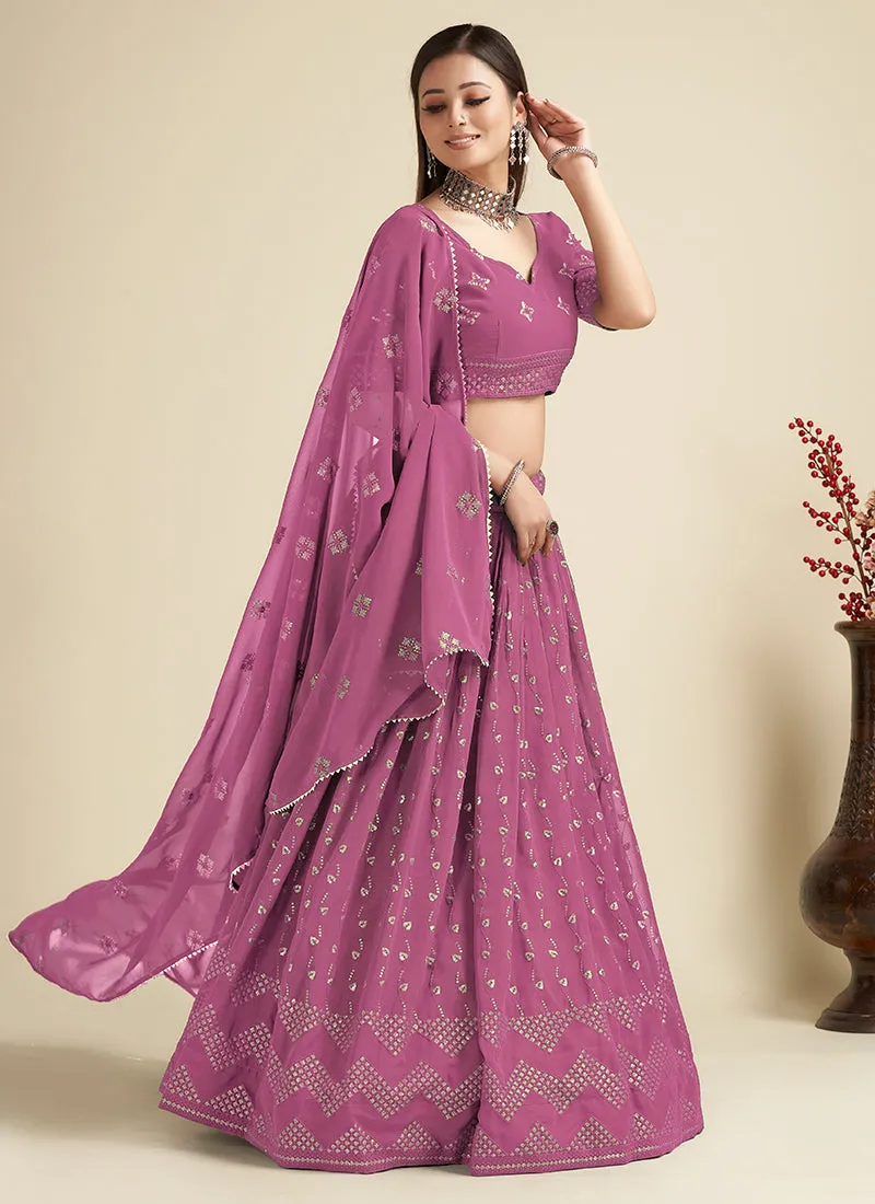 Pink Sequence Embroidery Traditional Lehenga Choli
