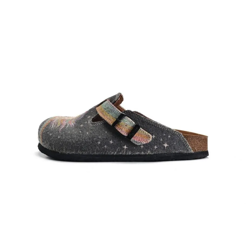 Rainbow and Black, Bright, Pink Unicorn Patterned Clogs - CAL1302