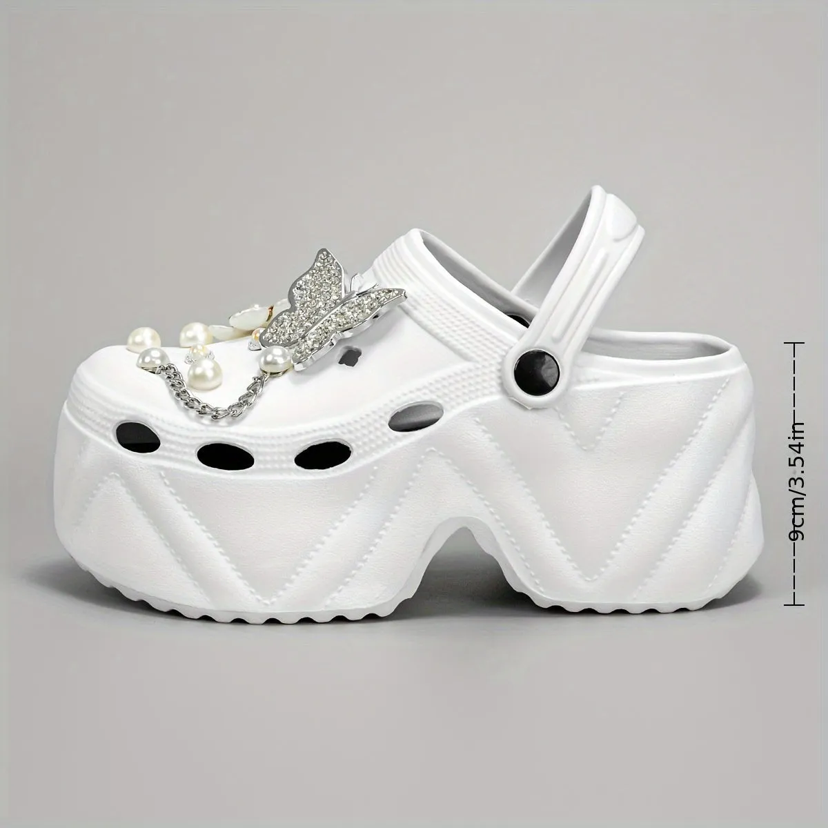 Trendy Clogs With Rhinestone Butterfly Flower For Girls, FS