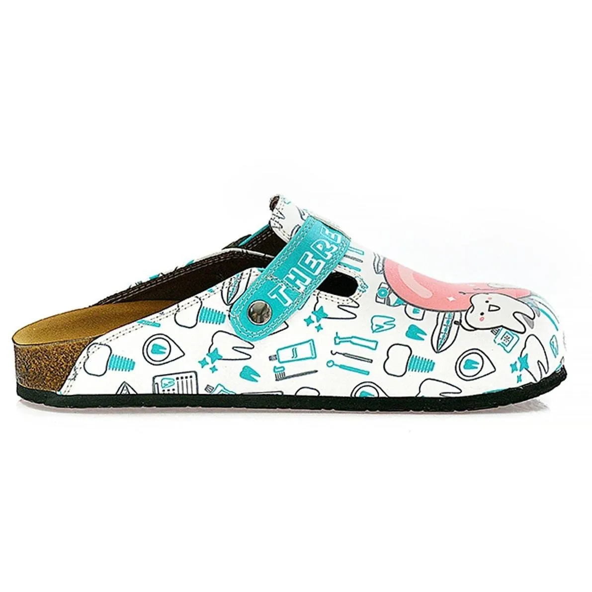 White and Blue Aqua Dentist Patterned Clogs - WCAL326
