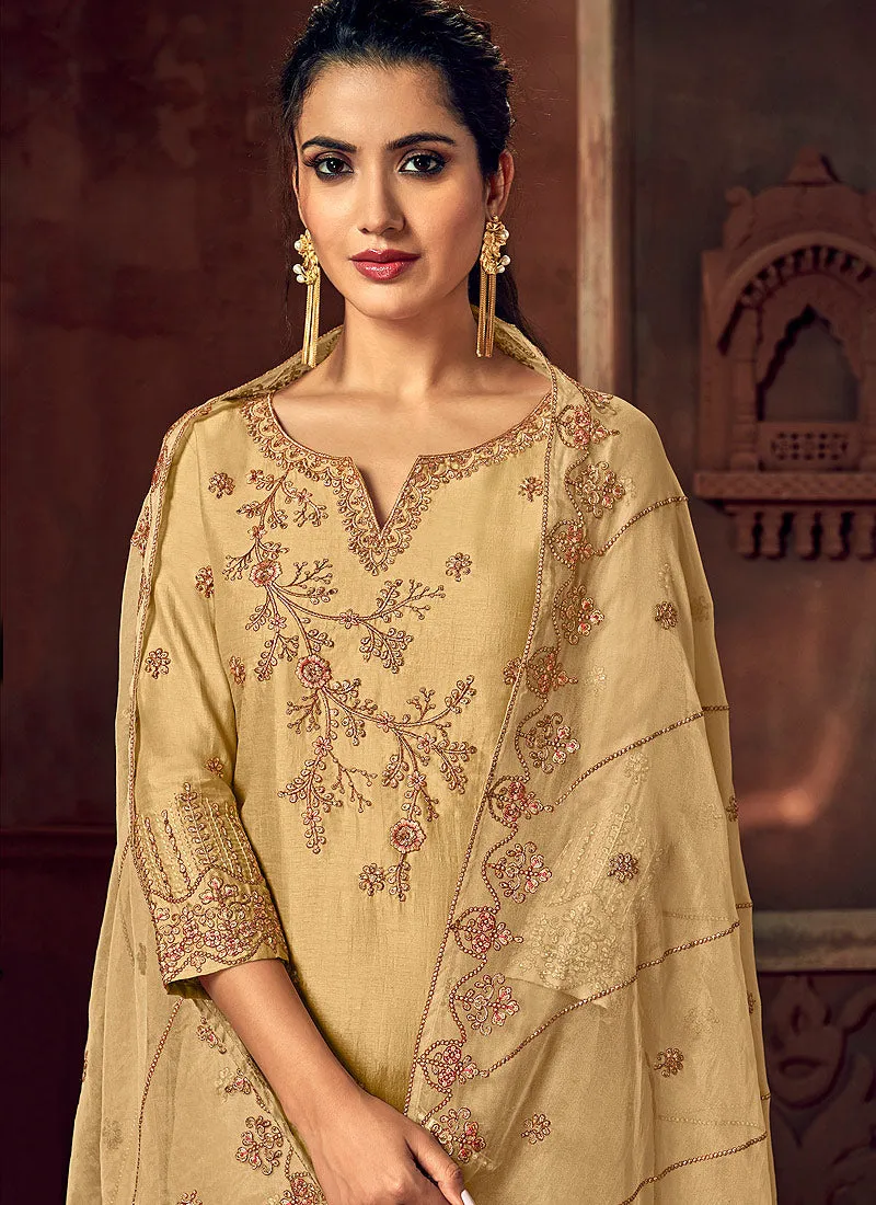 Yellow And Pink Designer Palazzo Suit