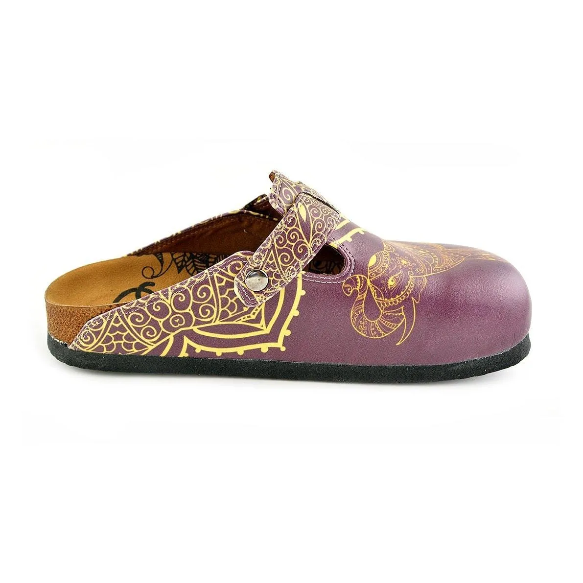 Yellow Mozaic Patterned and Purple Elephant Patterned Clogs - WCAL345