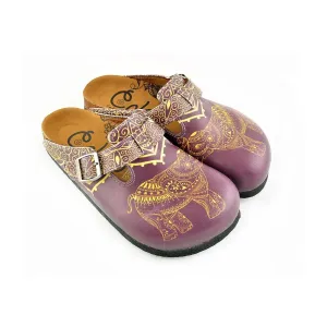 Yellow Mozaic Patterned and Purple Elephant Patterned Clogs - WCAL345