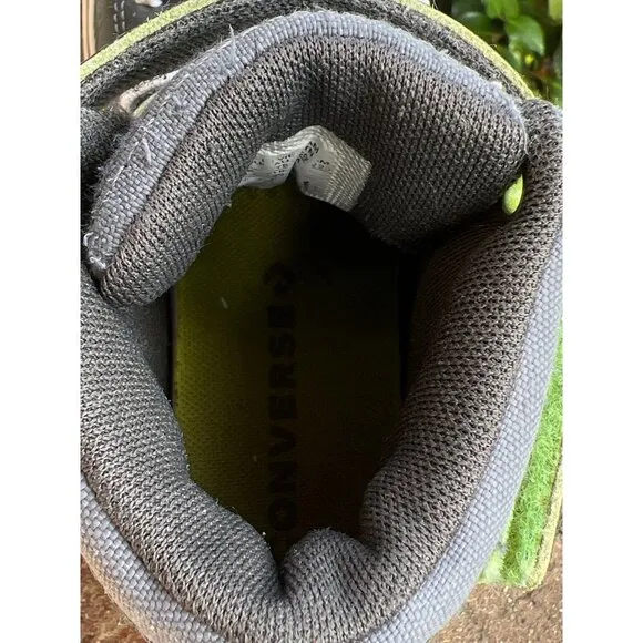 Youth Grey &amp; Green Converse Allstars— 12