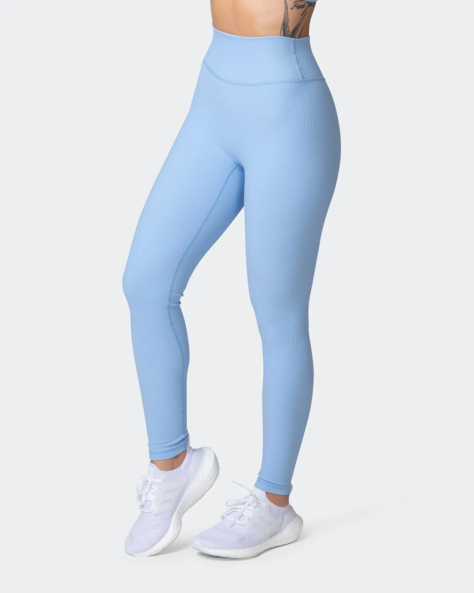 ZERO RISE RIB ANKLE LENGTH LEGGINGS Periwinkle