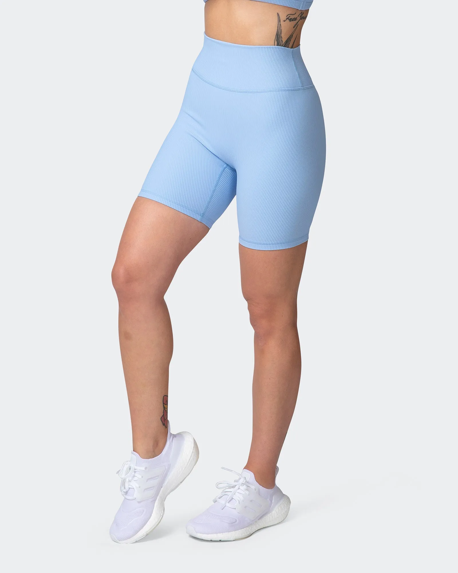 Zero Rise Rib Bike Shorts - Periwinkle