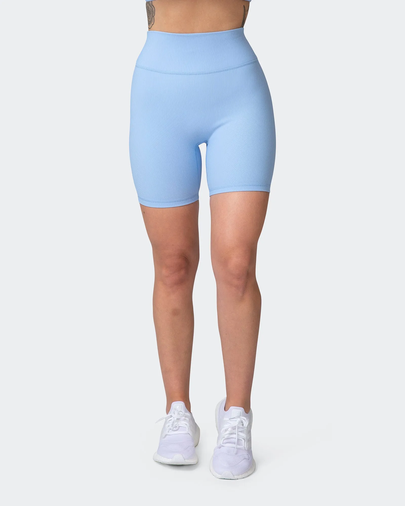 Zero Rise Rib Bike Shorts - Periwinkle
