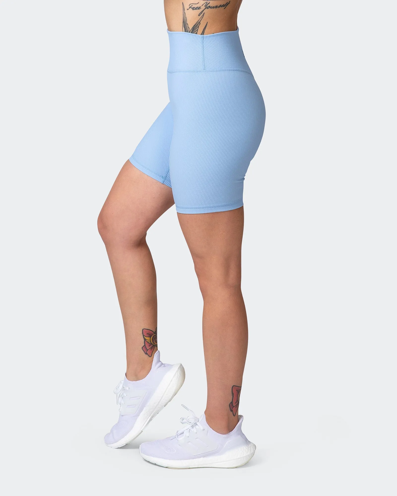 Zero Rise Rib Bike Shorts - Periwinkle